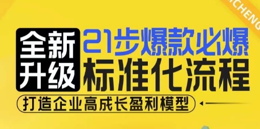 21步爆款必爆标准化流程,全新升级,打造企业高成长盈利模型
