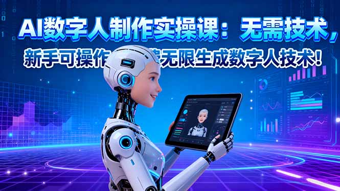 AI数字人制作实操课：无需技术，新手可操作，免费无限生成数字人技术！-朽念云创