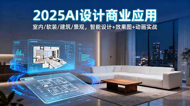 2025AI设计商业应用:室内/软装/建筑/景观,智能设计+效果图+动画实战-朽念云创
