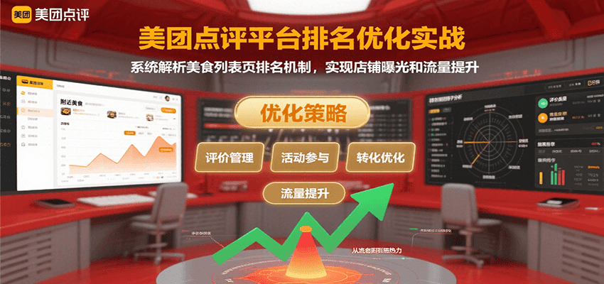 美团点评平台排名优化实战，系统解析美食列表页排名机制，实现店铺曝光和流量提升-朽念云创