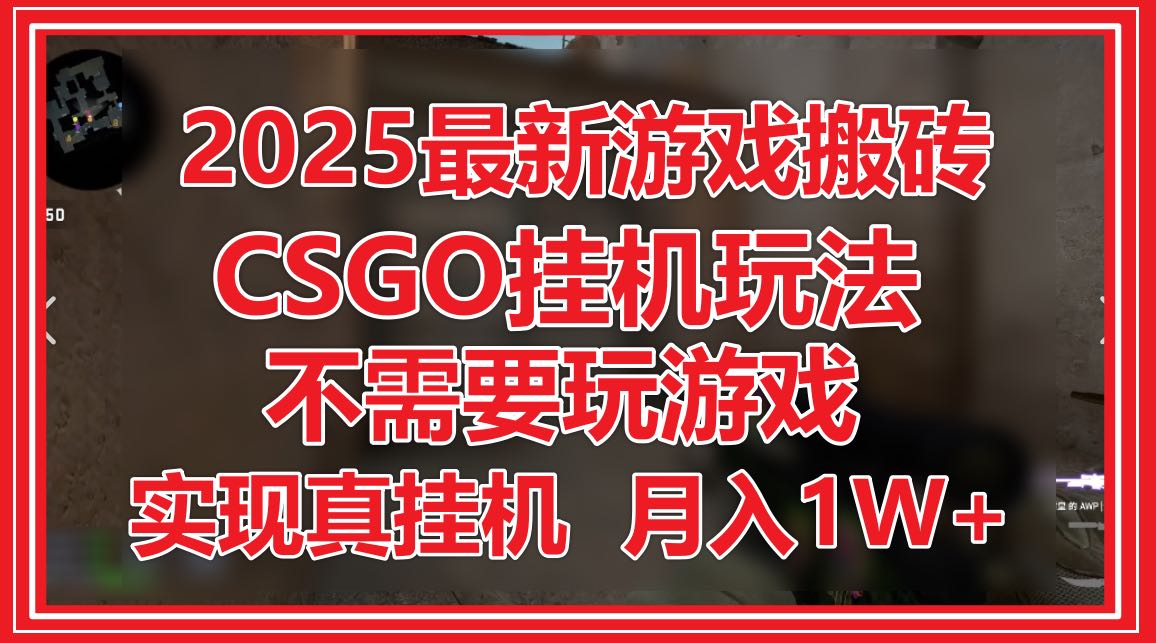 2025最新游戏搬砖，CSGO挂机，不需要玩游戏，实现真挂机，月入1W+-朽念云创