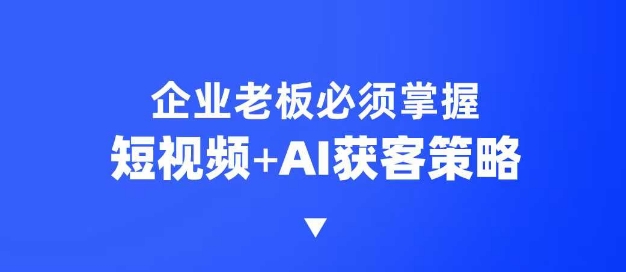 企业短视频AI获客霸屏流量课，6步短视频+AI突围法，3大霸屏抢客策略-朽念云创
