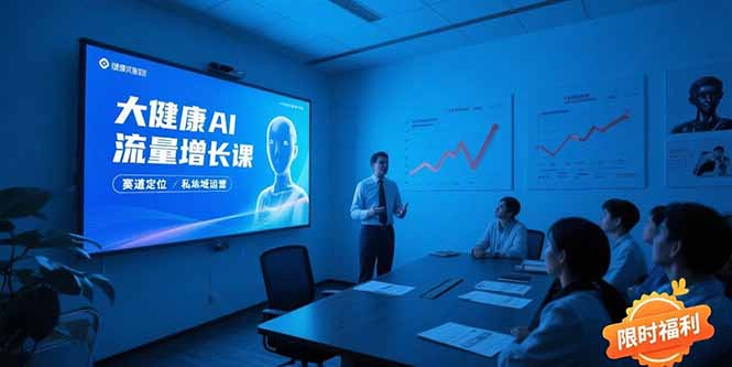 大健康AI流量增长课8.0，赛道定位方法论，AI数字人内容生产，私域转化运营-朽念云创