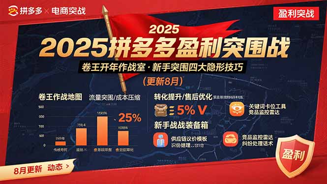 2025拼多多盈利突围战：卷王开年作战室，新手突围四大隐形技巧(更新8月-朽念云创