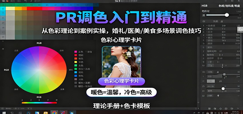 PR调色入门到精通:从色彩理论到案例实操,婚礼/医美/美食多场景调色技巧-朽念云创