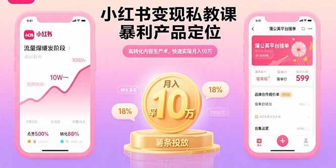 小红书变现私教课，暴利产品定位，高转化内容生产术，快速实现月入10万-朽念云创
