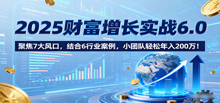 2025财富增长实战6.0，聚焦7大风口，结合6行业案例，小团队轻松年入200万！-朽念云创