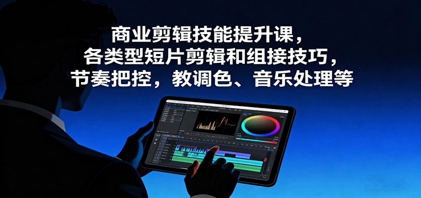 商业剪辑技能提升课，各类型短片剪辑和组接技巧，节奏把控，教调色、音乐处理等-朽念云创