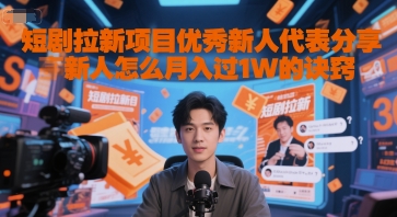 短剧拉新项目优秀新人代表分享新人怎么月入过1W的诀窍-朽念云创