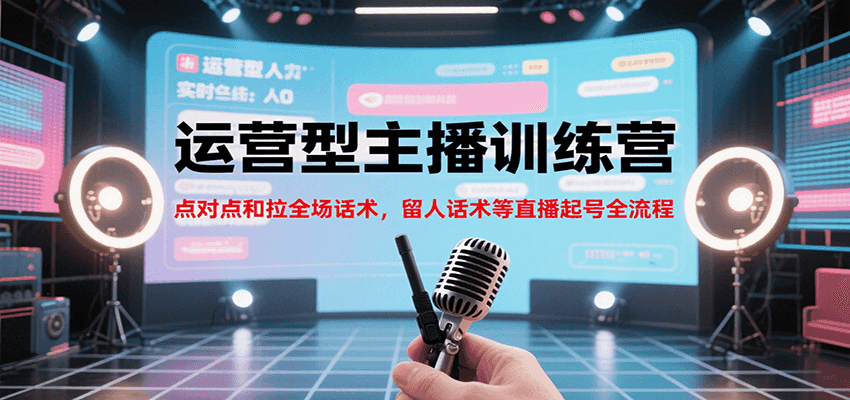 运营型主播训练营，点对点和拉全场话术，留人话术等直播起号全流程(更新8月)-朽念云创