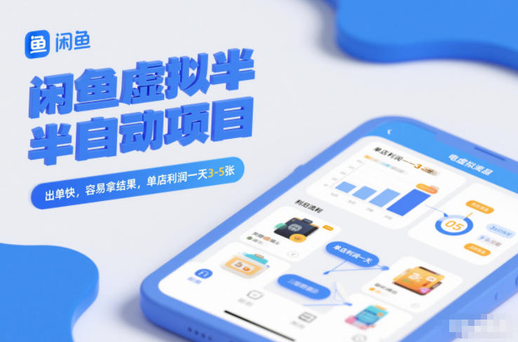 闲鱼虚拟半自动项目，出单快，容易拿结果，单店利润一天3-5张-朽念云创