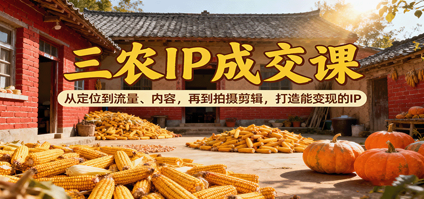 三农IP成交课：从定位到流量、内容，再到拍摄剪辑，打造能变现的IP-朽念云创