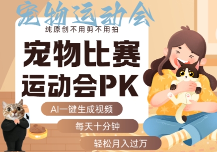 AI一键生成宠物比赛运动会PK视频，纯原创不用剪不用拍，每天十分钟，轻松月入过1W+-朽念云创