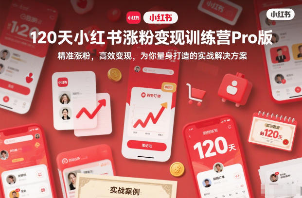 120天小红书涨粉变现训练营Pro版,精准涨粉,高效变现,为你量身打造的实战解决方案-朽念云创