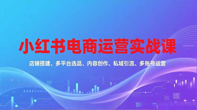 小红书电商运营实战课，店铺搭建、多平台选品、内容创作、私域引流、多账号运营等玩法-朽念云创