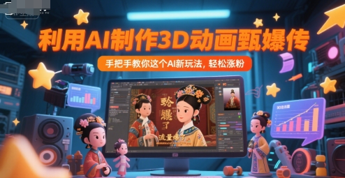 利用AI制作3D动画甄嬛传,流量爆了,手把手教你这个AI新玩法,轻松涨粉-朽念云创