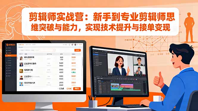 剪辑师实战营：新手到专业剪辑师思维突破与能力，实现技术提升与接单变现-朽念云创