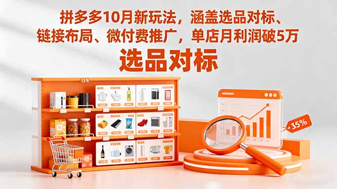 拼多多10月新玩法，涵盖选品对标、链接布局、微付费推广，单店月利润破5万-朽念云创