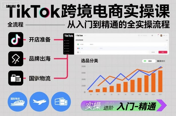 TikTok跨境电商实操课，从入门到精通的全实操流程-朽念云创