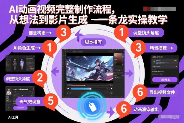 AI动画视频完整制作流程，从想法到影片生成一条龙实操教学-朽念云创