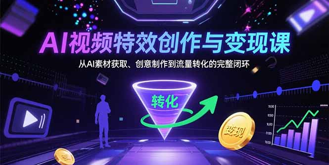 AI视频特效创作与变现课：从AI素材获取、创意制作到流量转化的完整闭环-朽念云创