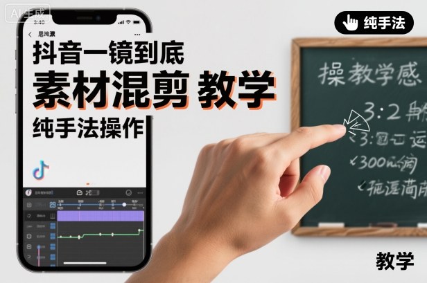 抖音一镜到底素材混剪教学，纯手法操作-朽念云创