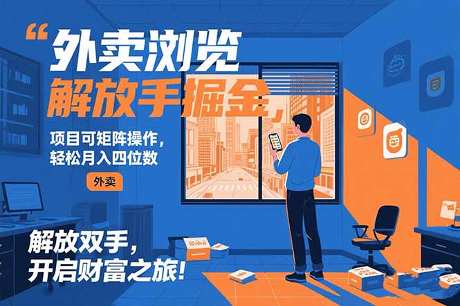 外卖浏览掘金项目 可矩阵操作 轻松日入500+-朽念云创