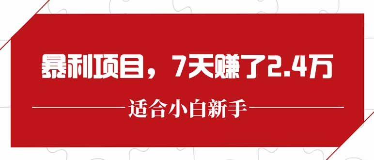 最新暴利项目，每单收益轻松在300以上，7天赚了2.4万-朽念云创