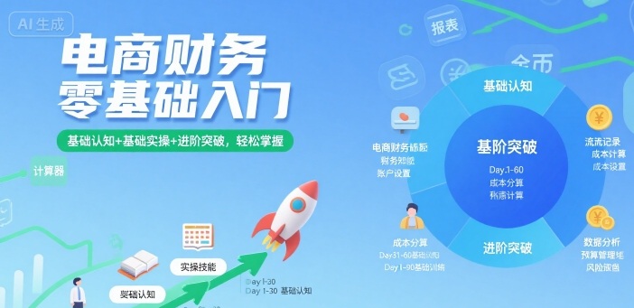 电商财务零基础入门，基础认知+基础实操+进阶突破，轻松掌握-朽念云创