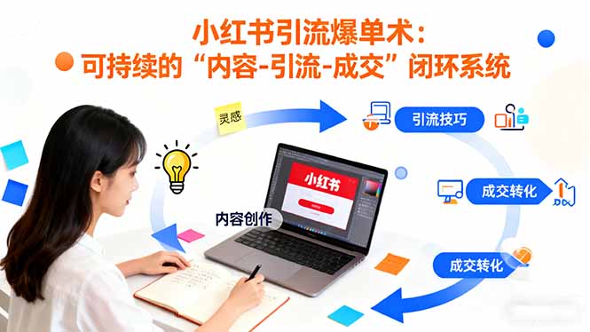 小红书引流爆单术：构建一套低成本 可持续的“内容-引流-成交”闭环系统-朽念云创