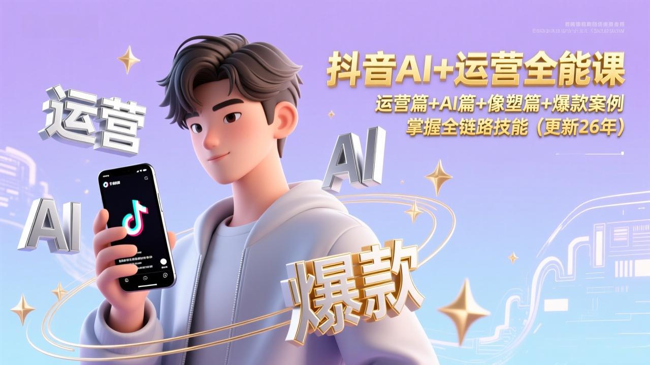 抖音AI+运营全能课，运营篇+AI篇+像塑篇+爆款案例，掌握全链路技能(更新26年-朽念云创