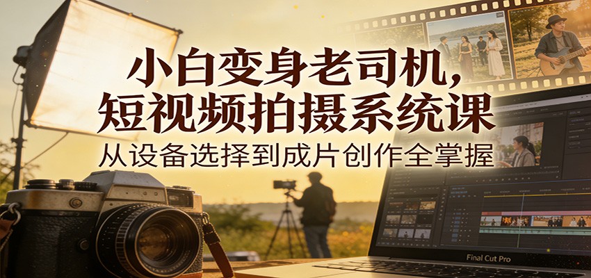 小白变身老司机，短视频拍摄系统课，从设备选择到成片创作全掌握-朽念云创