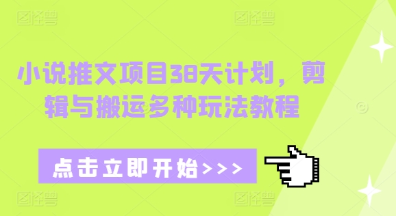 小说推文项目38天计划，剪辑与搬运多种玩法教程-朽念云创