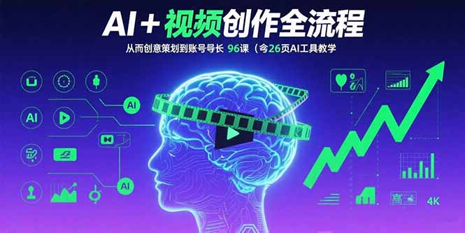 AI+短视频创作全流程：从创意策划到账号增长，96节课(含26项AI工具教学-朽念云创