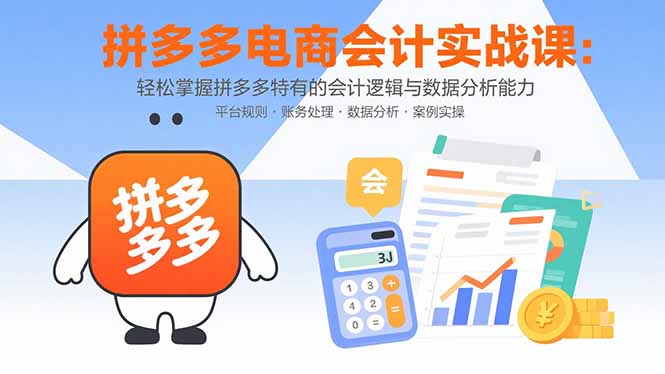 拼多多电商会计实战课：轻松掌握拼多多特有的会计逻辑与数据分析能力-朽念云创