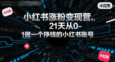 小红书涨粉变现营，21天从0-1做一个挣钱的小红书账号-朽念云创