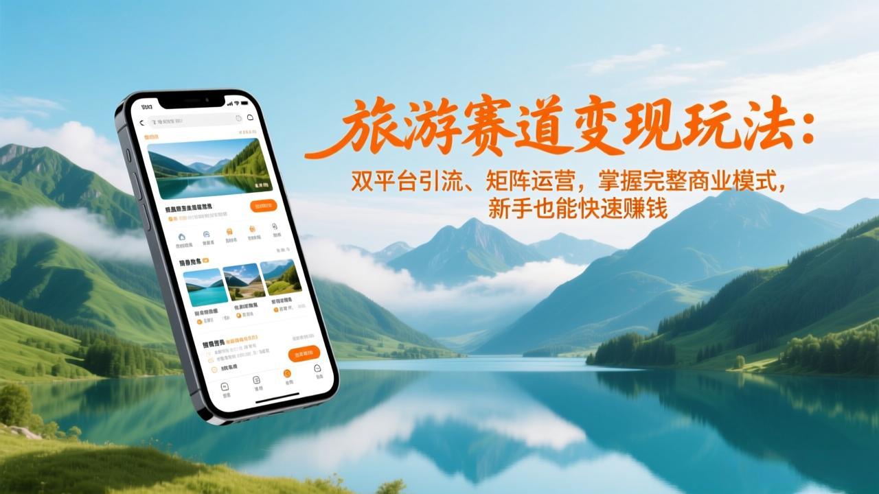旅游赛道变现玩法：双平台引流、矩阵运营，掌握完整商业模式，新手也能快速赚钱-朽念云创