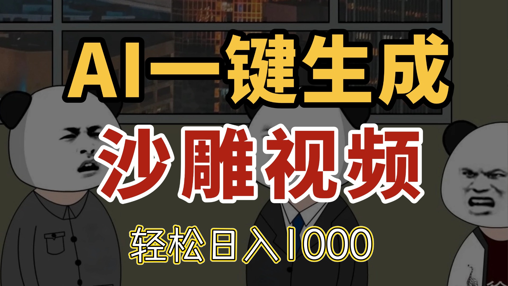 AI一键生成沙雕视频，一条视频千万播放，轻松日入1000-朽念云创