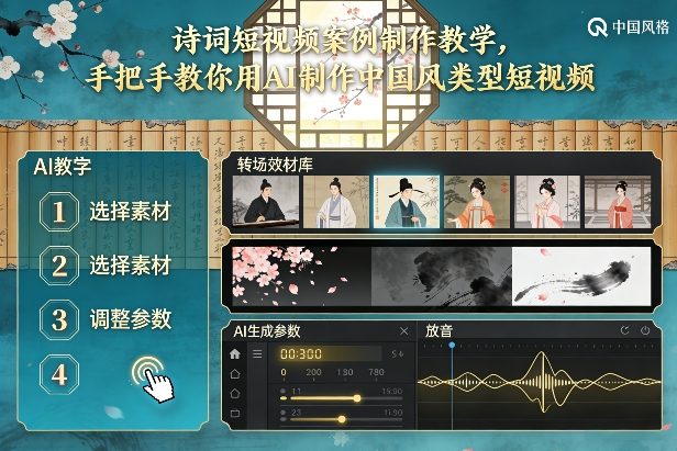 古诗词短视频案例制作教学,手把手教你用AI制作中国风类型短视频-朽念云创