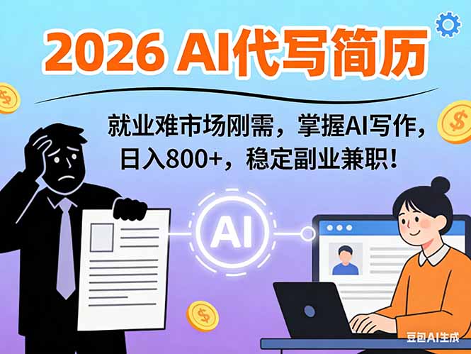 AI代写简历，超暴利，用万能模板月入1-3万实战教程，2026年市场刚需！-朽念云创