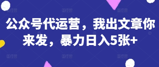 公众号代运营，我出文章你来发，暴力日入5张+【揭秘】-朽念云创