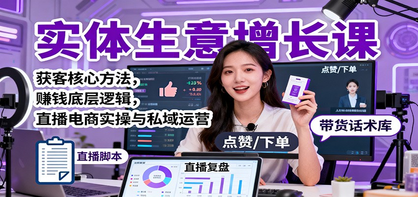 实体生意增长课：获客核心方法，赚钱底层逻辑，直播电商实操与私域运营-朽念云创