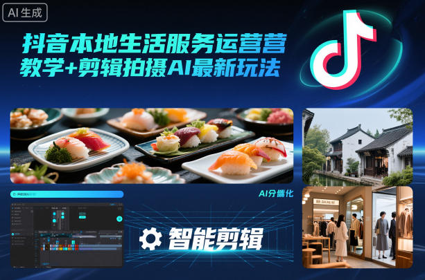 抖音本地生活服务运营教学+剪辑拍摄AI最新玩法-朽念云创