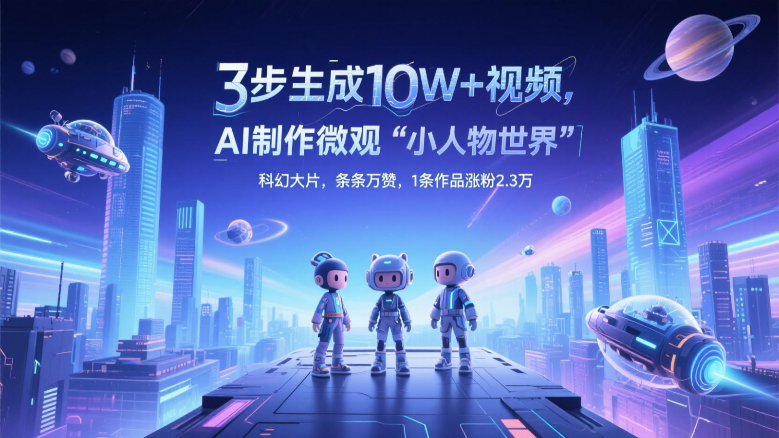 三步生成10W+视频，AI制作微观“小人物世界”科幻大片，条条万赞，1条作品涨粉2.3万-朽念云创