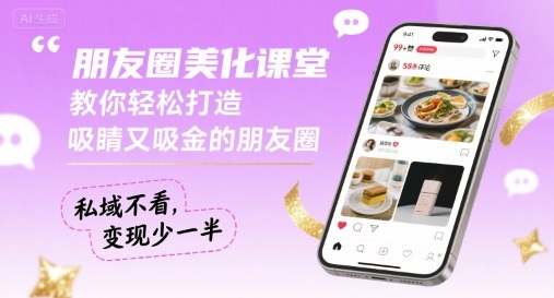 朋友圈美化课堂，教你轻松打造，吸睛又吸金的朋友圈，私域不看，变现少一半-朽念云创