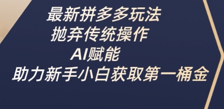 最新拼多多玩法，抛弃传统操作，AI赋能，助力新手小白获取第一桶金-朽念云创