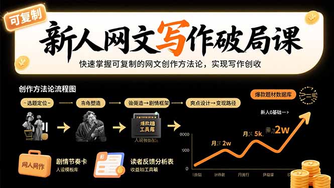 新人网文写作破局课：快速掌握可复制的网文创作方法论，实现写作创收-朽念云创