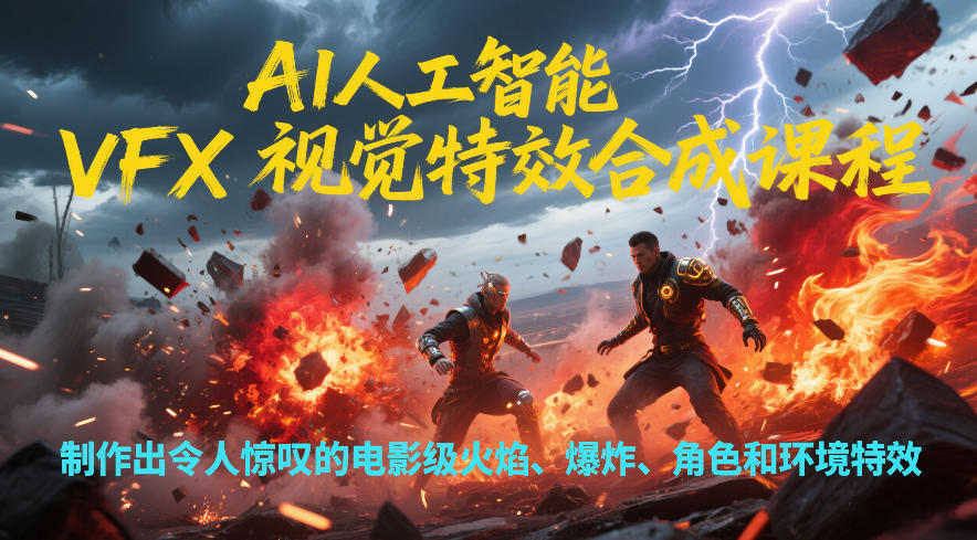 AI人工智能VFX视觉特效合成课程，制作出令人惊叹的电影级火焰、爆炸、角色和环境特效-朽念云创