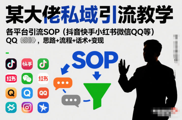 某大佬私域引流教学，各平台引流SOP(抖音快手小红书微信QQ等)，思路+流程+话术+变现-朽念云创