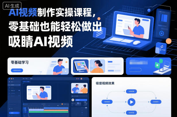 AI视频制作实操课程，零基础也能轻松做出吸睛AI视频-朽念云创